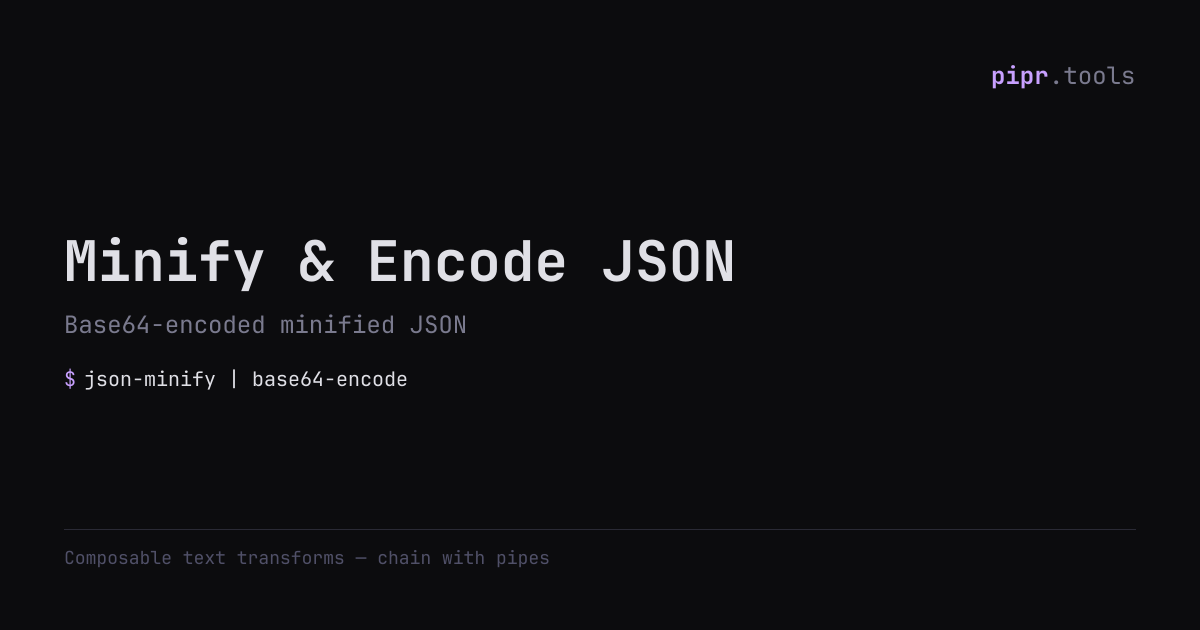 Minify & Encode JSON — pipr.tools